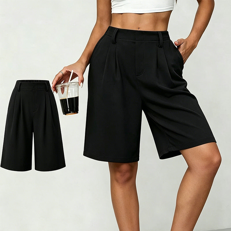 Women's Casual High-Waist Pleated Shorts