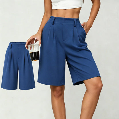 Women's Casual High-Waist Pleated Shorts