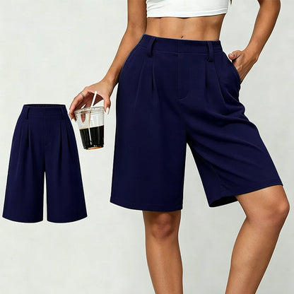 Women's Casual High-Waist Pleated Shorts