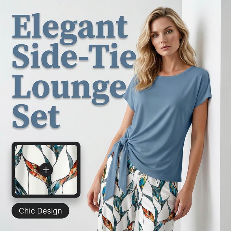 👗50% OFF NOW!  🔥 Women's Side-Tie Top & Patterned Pants Set