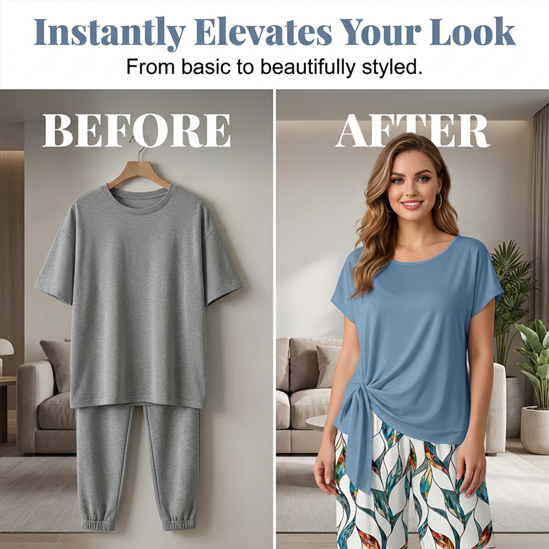 👗50% OFF NOW!  🔥 Women's Side-Tie Top & Patterned Pants Set
