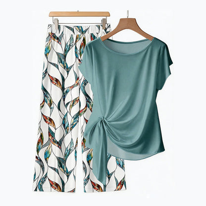 👗50% OFF NOW!  🔥 Women's Side-Tie Top & Patterned Pants Set