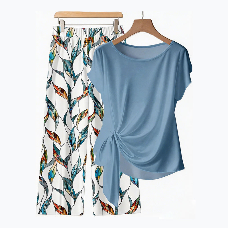 👗50% OFF NOW!  🔥 Women's Side-Tie Top & Patterned Pants Set