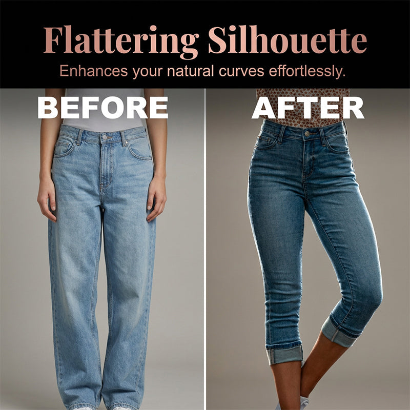 Women's Casual High Waist Stretch Capri Jeans