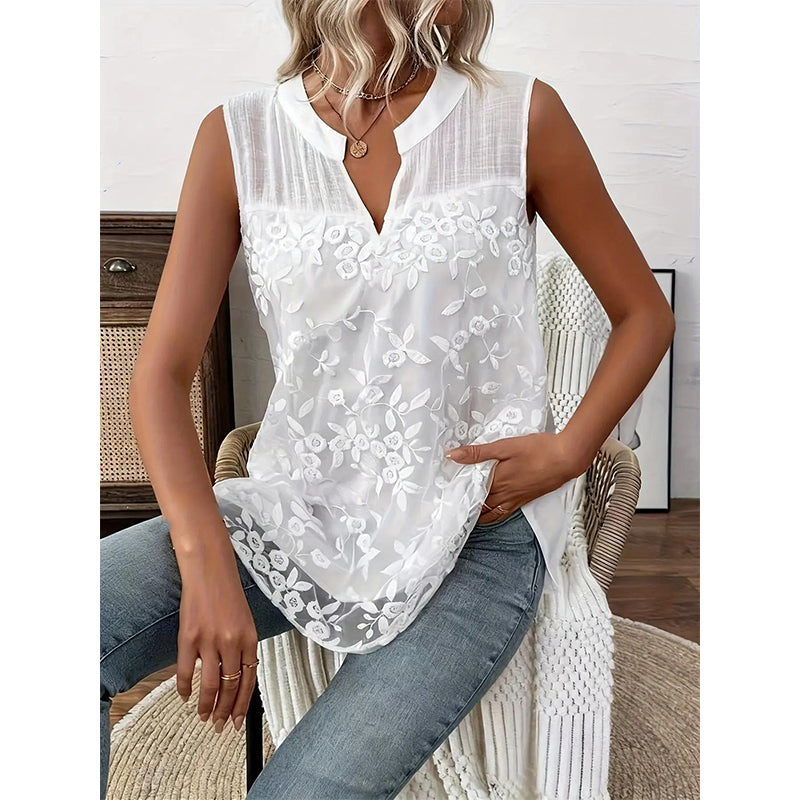 ✨ 50% OFF! ✨ Women’s Chic Floral Lace Sleeveless Shirt