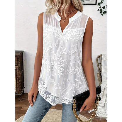 ✨ 50% OFF! ✨ Women’s Chic Floral Lace Sleeveless Shirt