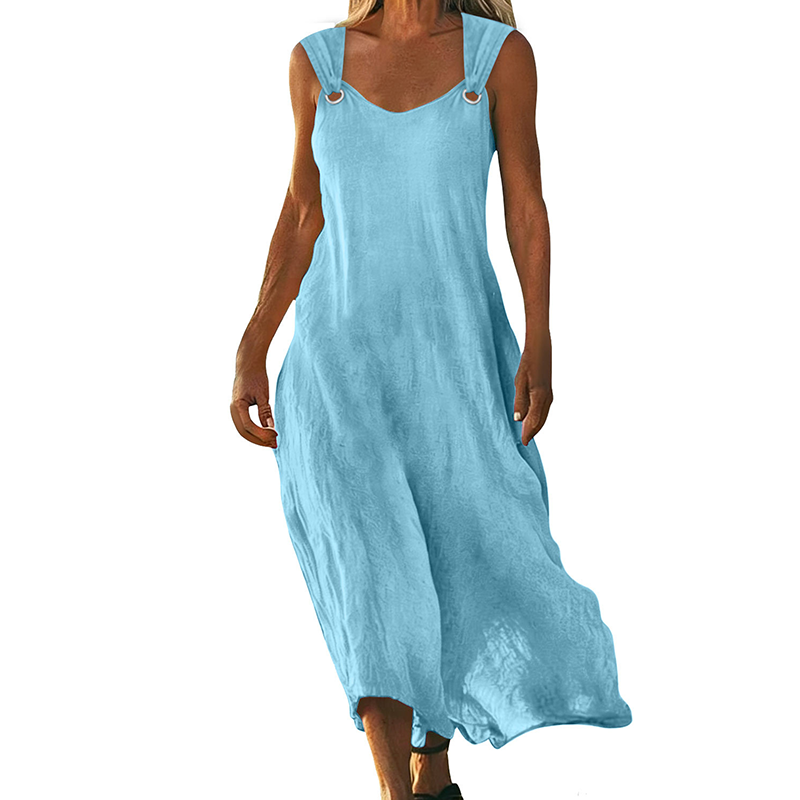 Women's Sleeveless V-Neck Maxi Dress with Ring Straps