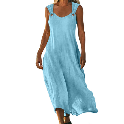 Women's Sleeveless V-Neck Maxi Dress with Ring Straps