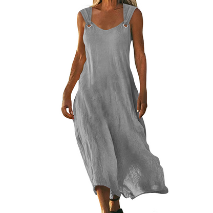Women's Sleeveless V-Neck Maxi Dress with Ring Straps
