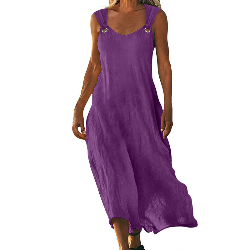 Women's Sleeveless V-Neck Maxi Dress with Ring Straps
