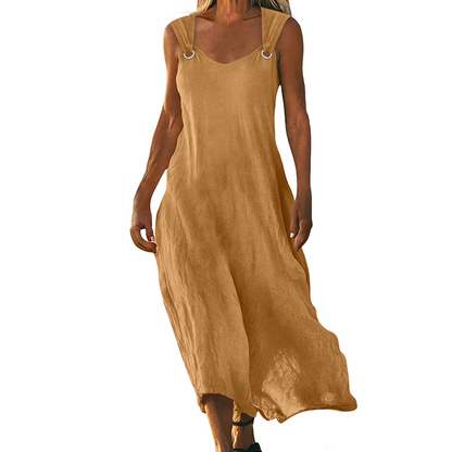Women's Sleeveless V-Neck Maxi Dress with Ring Straps