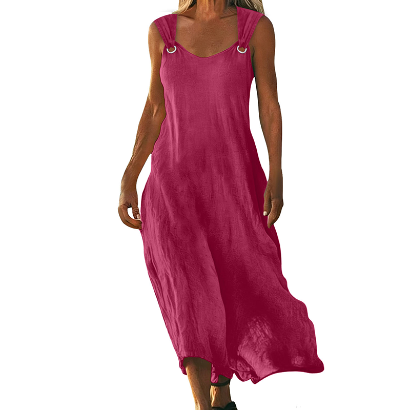 Women's Sleeveless V-Neck Maxi Dress with Ring Straps