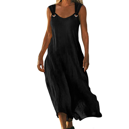 Women's Sleeveless V-Neck Maxi Dress with Ring Straps