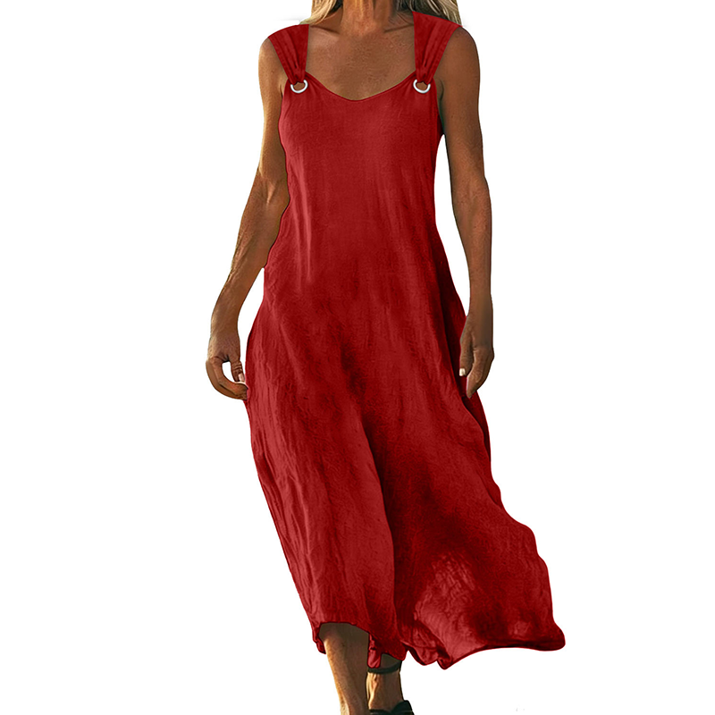 Women's Sleeveless V-Neck Maxi Dress with Ring Straps