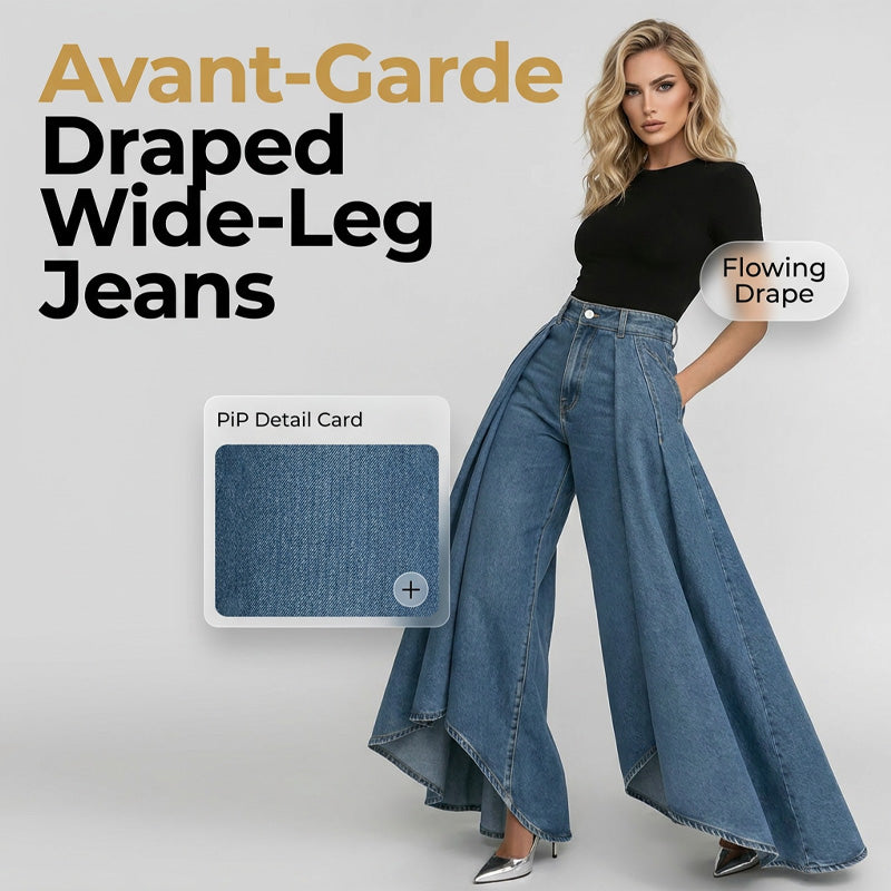 Women's High-Waist Wide-Leg Jeans with High-Low Hem
