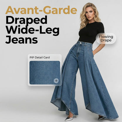 Women's High-Waist Wide-Leg Jeans with High-Low Hem
