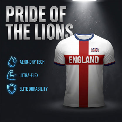 England Football T-Shirt, Large Letter Print, Sporty Casual Wear, Must-Have Culture Tee, Short Sleeve, Long Length, Loose-Fitting