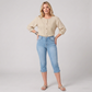 Women's Cropped Denim Pants & Embroidered Shirt Set