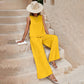Solid Color Sleeveless Top & Wide Leg Pants Set