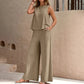 Solid Color Sleeveless Top & Wide Leg Pants Set