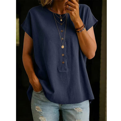Summer Button-Down Loose Fit Tunic Top