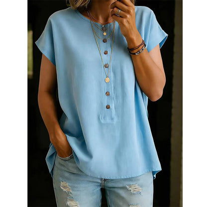 Summer Button-Down Loose Fit Tunic Top