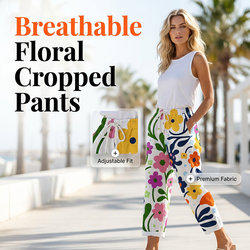 Women's Casual Floral Print Cropped Pants