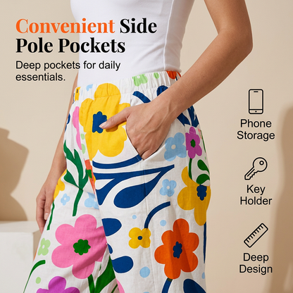 Women's Casual Floral Print Cropped Pants