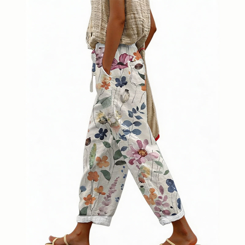 Women's Casual Floral Print Cropped Pants
