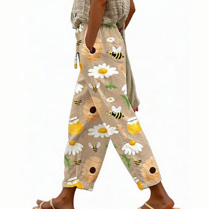 Women's Casual Floral Print Cropped Pants