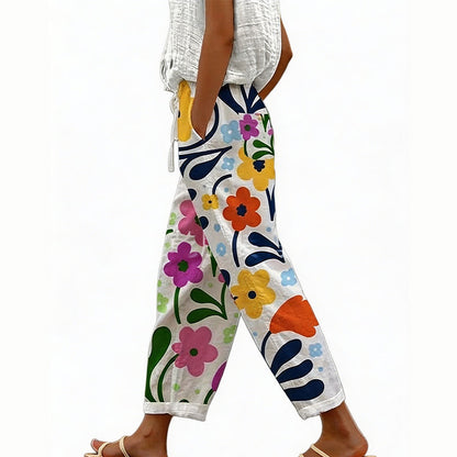 Women's Casual Floral Print Cropped Pants