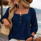 Women's 3/4 Sleeve Square Neck Linen Blouse
