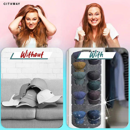 🔥🧢 50% OFF!🎩 Hanging Hat Rack with 14 Pockets – Keeps hats in shape, no creases. Space‑saving, easy to hang. Perfect for caps & sun hats! 🏠✨