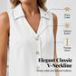 Women's Casual Sleeveless Collared Blouse Summer Vest Shirt