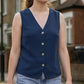 Women's Casual Sleeveless Collared Blouse Summer Vest Shirt
