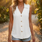 Women's Casual Sleeveless Collared Blouse Summer Vest Shirt