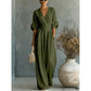 👗✨Effortless Elegance – Women's V-Neck High Waist Wide Leg Jumpsuit💫