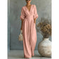 👗✨Effortless Elegance – Women's V-Neck High Waist Wide Leg Jumpsuit💫