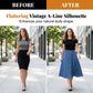 Women's Elastic High Waist Denim Midi Skirt