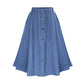 Women's Elastic High Waist Denim Midi Skirt