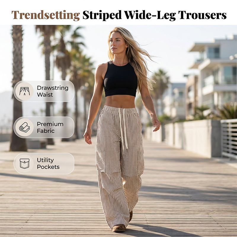 Women's Striped Wide Leg Pants