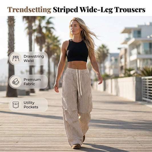 Women's Striped Wide Leg Pants