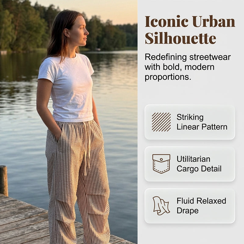 Women's Striped Wide Leg Pants