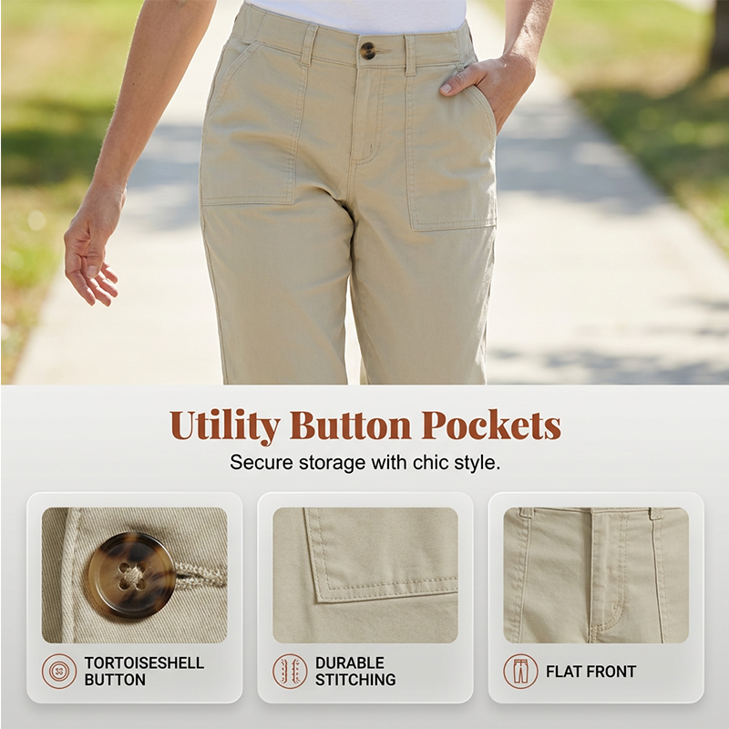 Women’s Solid Color Capri Pants Lightweight Premium Blend Trousers