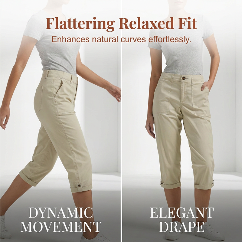 Women’s Solid Color Capri Pants Lightweight Premium Blend Trousers