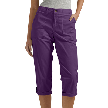 Women’s Solid Color Capri Pants Lightweight Premium Blend Trousers