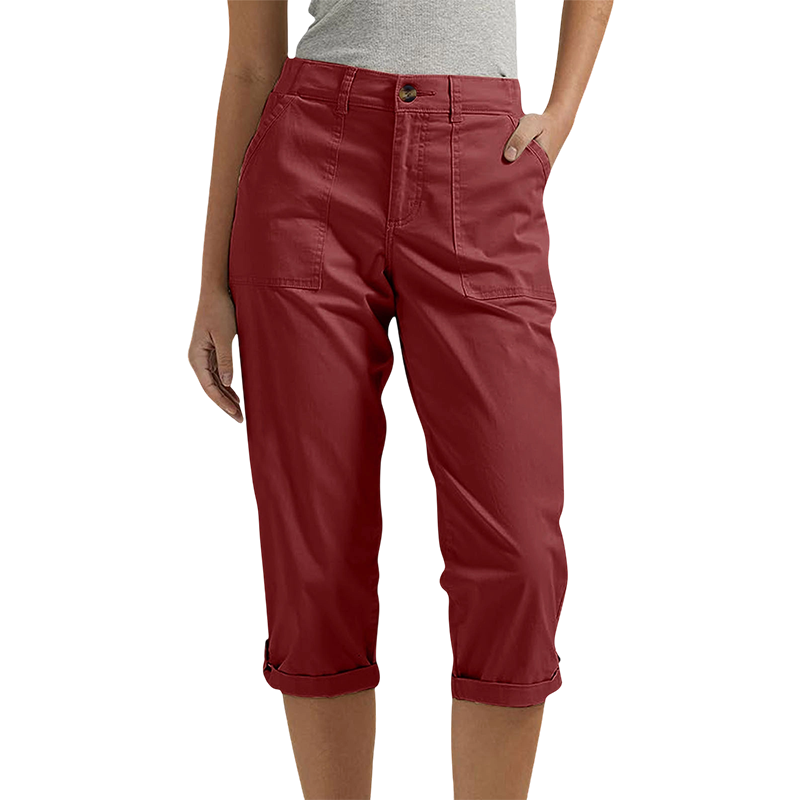 Women’s Solid Color Capri Pants Lightweight Premium Blend Trousers