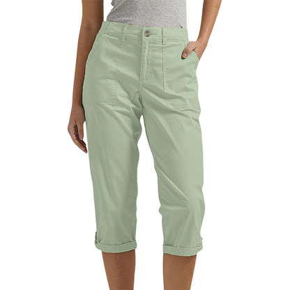 Women’s Solid Color Capri Pants Lightweight Premium Blend Trousers
