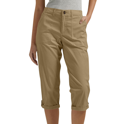 Women’s Solid Color Capri Pants Lightweight Premium Blend Trousers