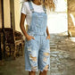 🩳 LIMITED-TIME 50% OFF! 💥 Women's Distressed Denim Overall Shorts – Ripped Design, Multiple Pockets, Casual ✨